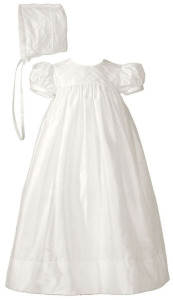 Girls Silk Dupioni Dress Baptism Gown with Lattice Bodice [LTM04GS]