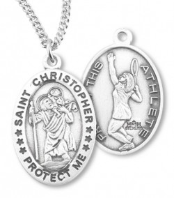 Women's St. Christopher Tennis Medal Sterling Silver [HMM1089]