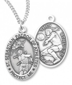 Women's St. Sebastian Volleyball Medal Sterling Silver [HMM1084]