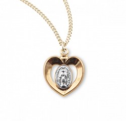Girl's Two-Tone Miraculous Heart Necklace [HMM3206]
