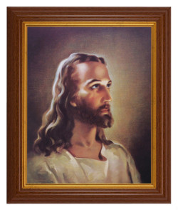 Head of Christ by Sallman 8x10 Textured Artboard Dark Walnut Frame [HFA5456]