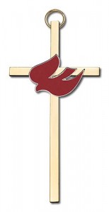 Holy Spirit Wall Cross with Red Dove 4“ [CRB0010]