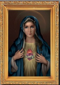 Immaculate Heart of Mary Antique Gold Framed Print [HFA0080]