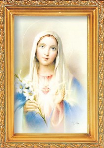 Immaculate Heart of Mary Antique Gold Framed Print [HFA0083]