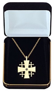 Jerusalem Cross Pendant with Gemstone Centerpiece [TCG0367]