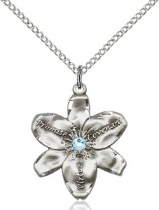 Large Five Petal Chastity Pendant with Birthstone Center [BLST0089]