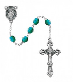 May Birthstone Rosary (Emerald) - Silver Oxidized [MVR029]