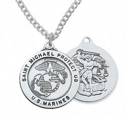 Men's Marines Saint Michael Medal Sterling Silver of Pewter [MV2033]