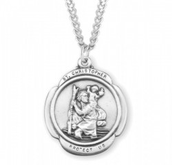 Men's Rounded Cross St. Christopher Necklace [HMM3400]