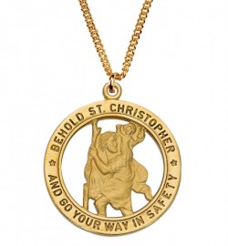 Men's Saint Christopher Cut-Out Medal Goldtone [MV2010]