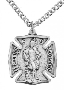 Men's Sized Sterling Silver Saint Florian Firefighter Medal [SN0009]