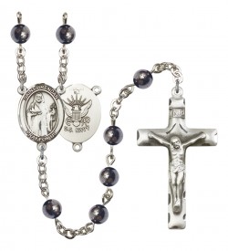 Men's St. Brendan the Navigator Navy Silver Plated Rosary [RBENM8018S6]