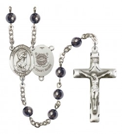 Men's St. Christopher Coast Guard Silver Plated Rosary [RBENM8022S3]