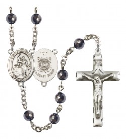 Men's St. Joan of Arc  Coast Guard Silver Plated Rosary [RBENM8053S3]