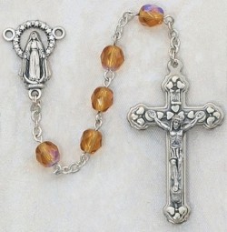 November Birthstone Rosary (Topaz) - Silver Oxidized [MVR047]