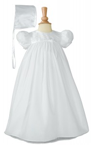 Nylon Tricot Christening Gown with Embroidered Bodice [LTM057]