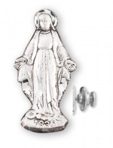 Our Lady of Grace Figure Lapel Pin Sterling Silver [HMLP014]