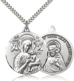 Double Sided Our Lady of Perpetual Help and Sacred Heart Medal [CM2139]