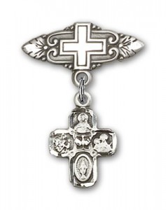 Pin Badge with 4-Way Charm and Badge Pin with Cross [BLBP0245]