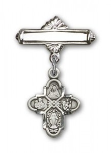 Pin Badge with 4-Way Charm and Polished Engravable Badge Pin [BLBP0126]