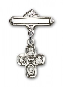 Pin Badge with 4-Way Charm and Polished Engravable Badge Pin [BLBP0244]