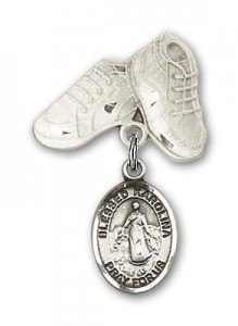 Pin Badge with Blessed Karolina Kozkowna Charm and Baby Boots Pin [BLBP1853]