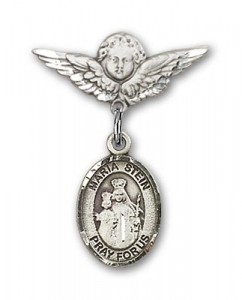 Pin Badge with Maria Stein Charm and Angel with Smaller Wings Badge Pin [BLBP1180]