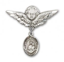 Pin Badge with Our Lady of Consolation Charm and Angel with Larger Wings Badge Pin [BLBP1912]