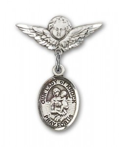 Pin Badge with Our Lady of Knock Charm and Angel with Smaller Wings Badge Pin [BLBP1600]