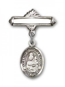 Pin Badge with Our Lady of Prompt Succor Charm and Polished Engravable Badge Pin [BLBP1958]