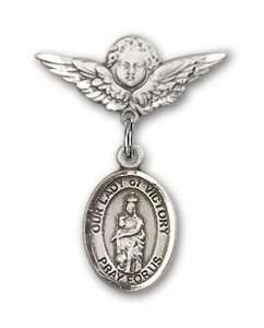 Pin Badge with Our Lady of Victory Charm and Angel with Smaller Wings Badge Pin [BLBP2011]