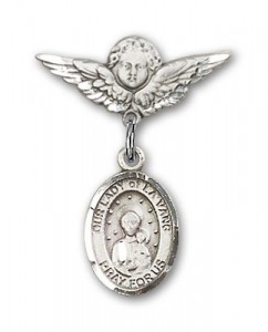 Pin Badge with Our Lady of la Vang Charm and Angel with Smaller Wings Badge Pin [BLBP1068]