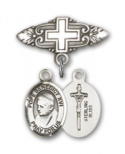 Pin Badge with Pope Benedict XVI Charm and Badge Pin with Cross [BLBP1520]