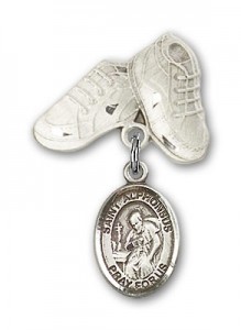 Pin Badge with St. Alphonsus Charm and Baby Boots Pin [BLBP1434]