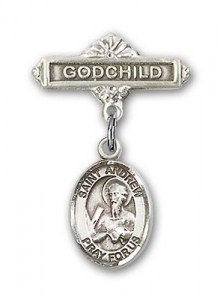 Pin Badge with St. Andrew the Apostle Charm and Godchild Badge Pin [BLBP0263]