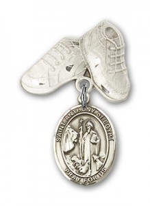 Pin Badge with St. Anthony of Egypt Charm and Baby Boots Pin [BLBP2090]