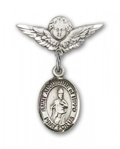 Pin Badge with St. Augustine of Hippo Charm and Angel with Smaller Wings Badge Pin [BLBP1299]