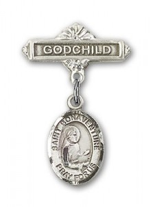 Pin Badge with St. Bonaventure Charm and Godchild Badge Pin [BLBP0859]