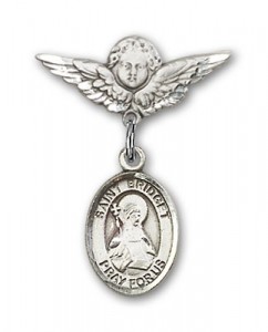 Pin Badge with St. Bridget of Sweden Charm and Angel with Smaller Wings Badge Pin [BLBP1117]