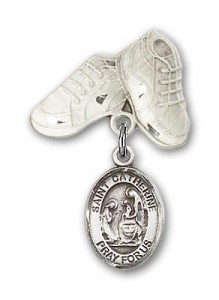 Pin Badge with St. Catherine of Siena Charm and Baby Boots Pin [BLBP0362]