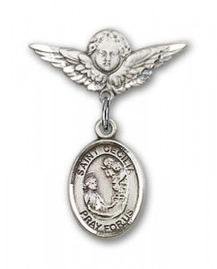 Pin Badge with St. Cecilia Charm and Angel with Smaller Wings Badge Pin [BLBP0374]