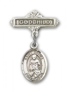 Pin Badge with St. Daniel Charm and Godchild Badge Pin [BLBP0432]