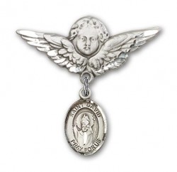 Pin Badge with St. David of Wales Charm and Angel with Larger Wings Badge Pin [BLBP0451]