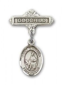 Pin Badge with St. Dymphna Charm and Godchild Badge Pin [BLBP0488]