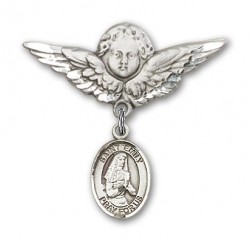 Pin Badge with St. Emily de Vialar Charm and Angel with Larger Wings Badge Pin [BLBP0591]