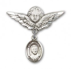 Pin Badge with St. Eugene de Mazenod Charm and Angel with Larger Wings Badge Pin [BLBP1732]