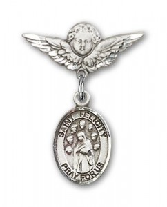 Pin Badge with St. Felicity Charm and Angel with Smaller Wings Badge Pin [BLBP2214]