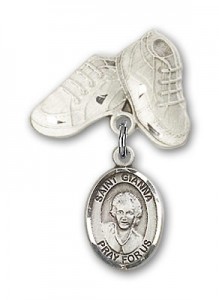 Pin Badge with St. Gianna Beretta Molla Charm and Baby Boots Pin [BLBP2118]