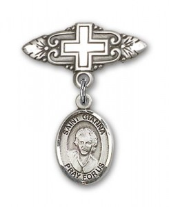 Pin Badge with St. Gianna Beretta Molla Charm and Badge Pin with Cross [BLBP2113]