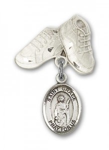 Pin Badge with St. Grace Charm and Baby Boots Pin [BLBP1665]